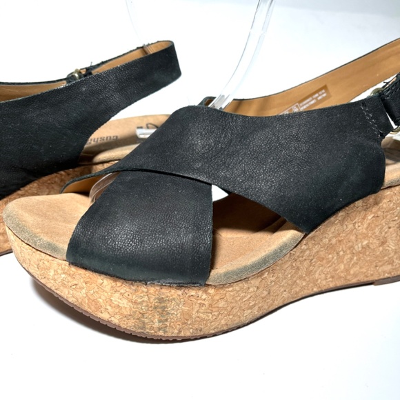 Clarks Annadel Eirwyn Black Suede Cork Wedge Platform Sandal - Picture 6 of 13